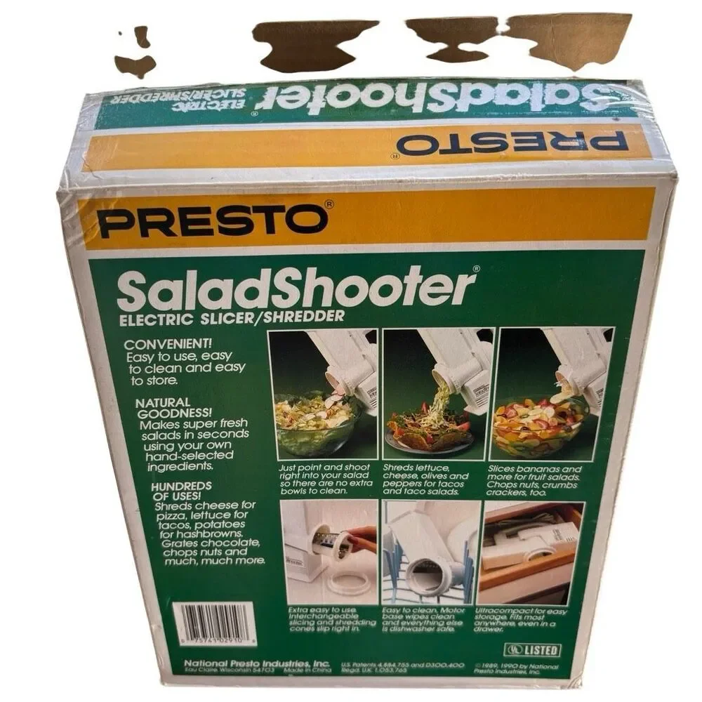 Vintage Presto Salad-Shooter Electric Slicer-Shredder (Model 02910) 1990-Nice!